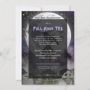 Gothic Full Moon Witches Tea Party Invitation