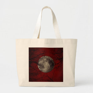 Gothic Full Moon with Haunting Trees Large Tote Bag