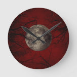 Gothic Full Moon With Haunting Trees Round Clock at Zazzle