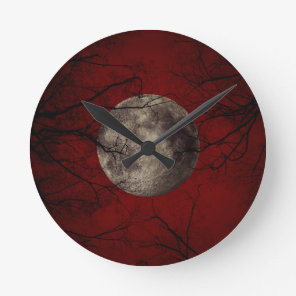 Gothic Full Moon with Haunting Trees Round Clock