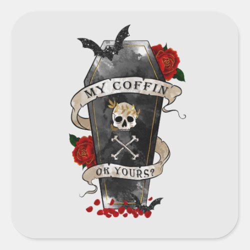 Gothic Funny Coffin Square Sticker