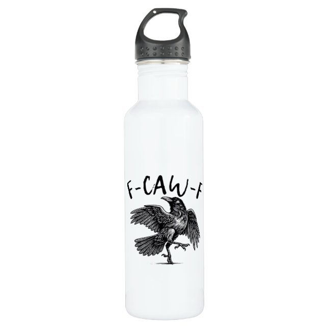 Gothic Funny F Caw F Crow Aesthetic Casual Look Stainless Steel Water Bottle (Front)