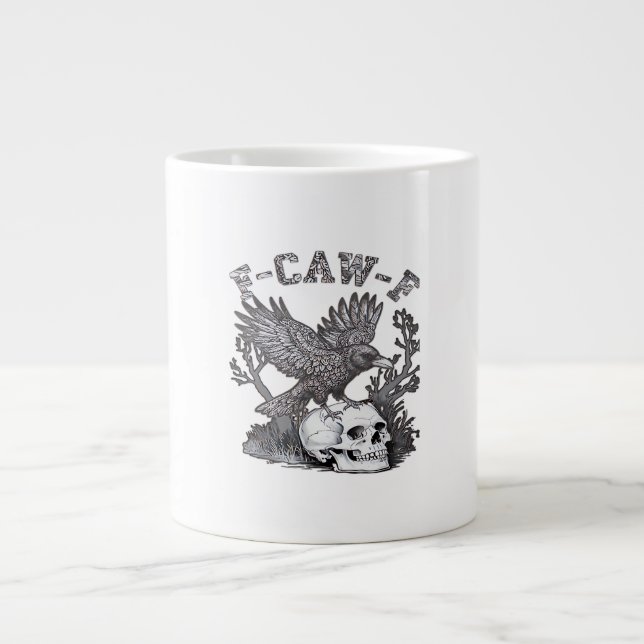 Gothic Funny F-Caw-F Humor Crow Essential Retro St Giant Coffee Mug (Front)