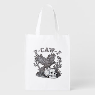Gothic Funny F-Caw-F Humor Crow Essential Retro St Grocery Bag