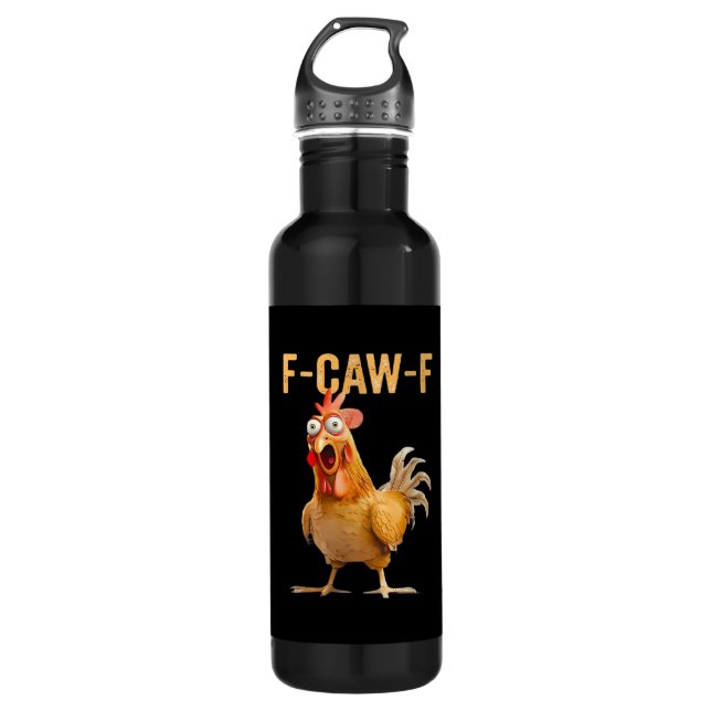 Gothic Funny Humor Crow F-Caw-F Stainless Steel Water Bottle (Front)