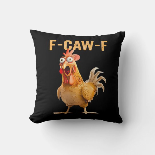Gothic Funny Humor Crow F-Caw-F Throw Pillow (Front)