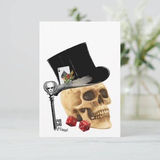 Gothic gambler skull tattoo design (Standing Front)