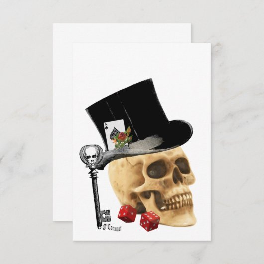 Gothic gambler skull tattoo design (Front/Back)