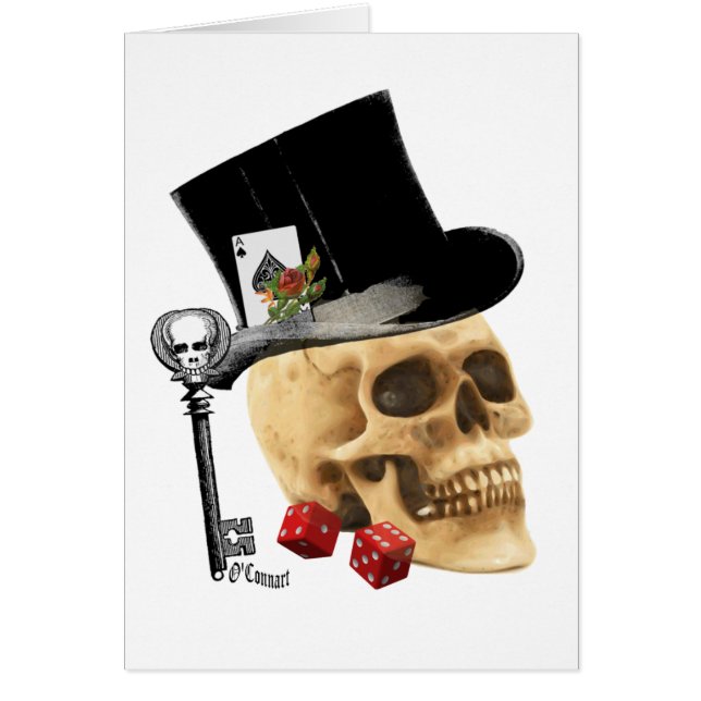 Gothic gambler skull tattoo design cards (Front)