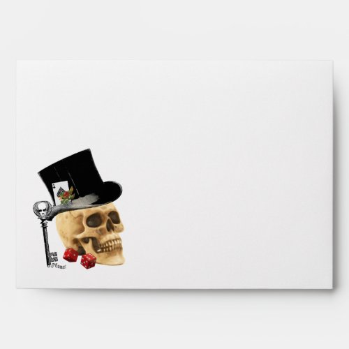 Gothic gambler skull tattoo design envelope