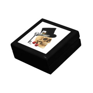 Gothic gambler skull tattoo design jewelry box