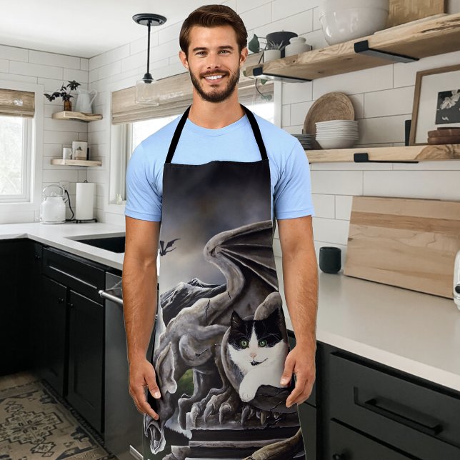 Gothic Gargoyle Cat Dark Fantasy Castle Apron (Creator Uploaded)