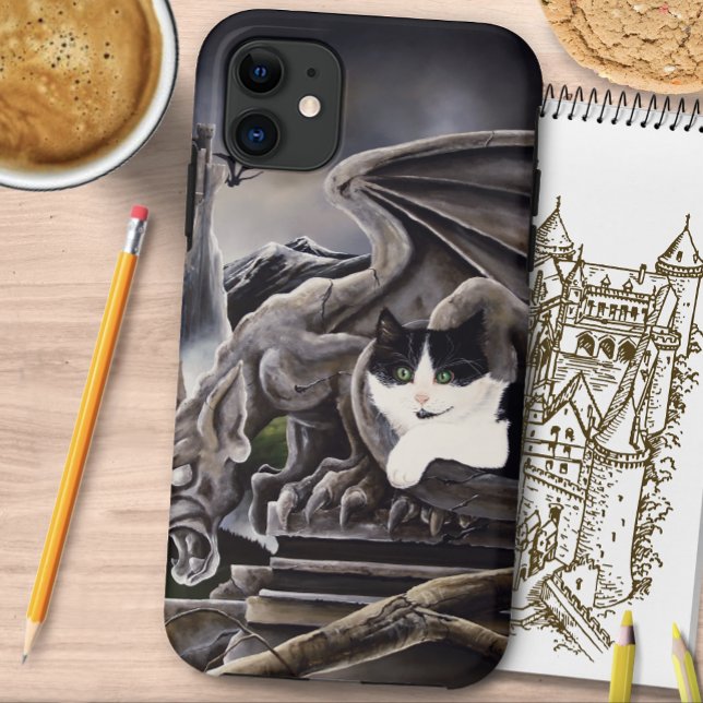 Gothic Gargoyle Cat Dark Fantasy Castle Case-Mate iPhone Case (Creator Uploaded)