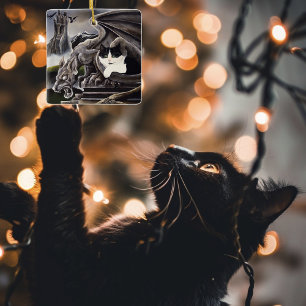 Gothic Gargoyle Cat Dark Fantasy Castle Ceramic Ornament