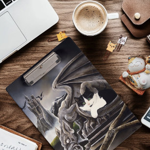Gothic Gargoyle Cat Dark Fantasy Castle Clipboard