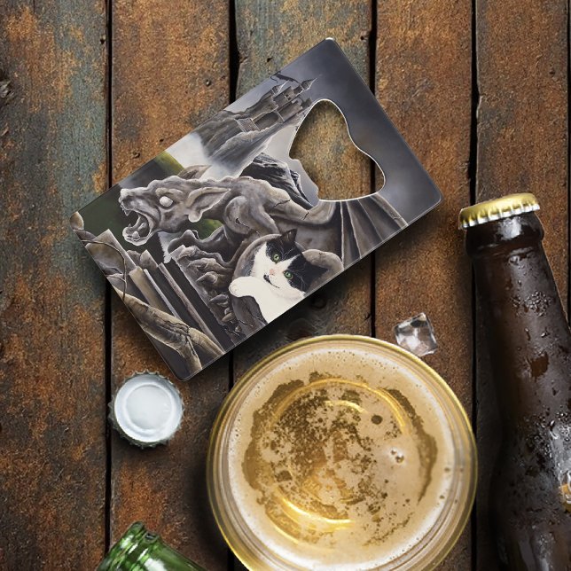 Gothic Gargoyle Cat Dark Fantasy Castle Credit Card Bottle Opener (Creator Uploaded)