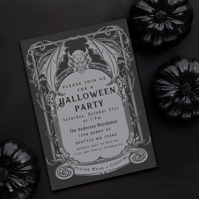 Gothic Gargoyle Halloween Party  Invitation (Creator Uploaded)
