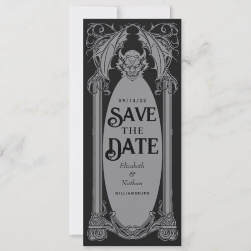 Gothic Gargoyle Halloween Wedding Save the Date Invitation