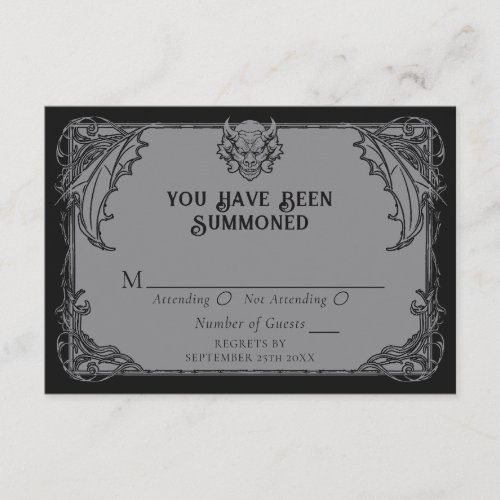 Gothic Gargoyle Wedding RSVP Enclosure Card