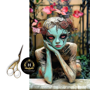 Gothic Gargoyle with Rose Headpiece Decoupage Tissue Paper