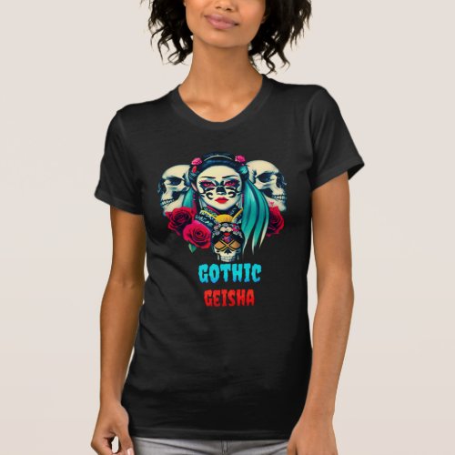 gothic geisha skulls gothic T_Shirt