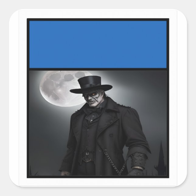 Gothic Gentleman Under Full Moon Sticker (Front)