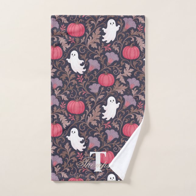 Gothic Ghost Fall Monogram Hand Towel (Hand Towel)