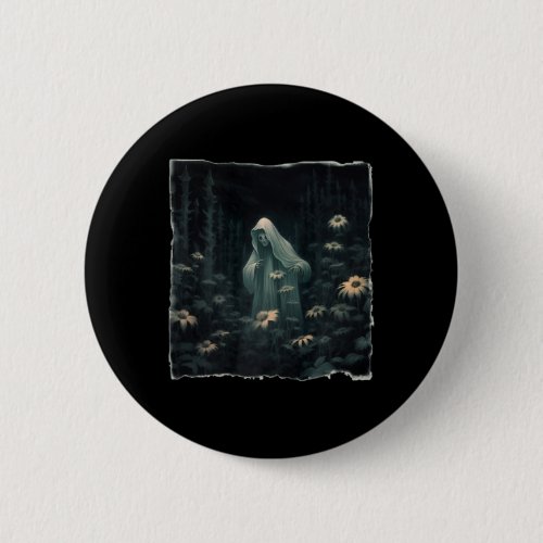 Gothic Ghost In The Forest Vintage Floral Ghost Ha Button