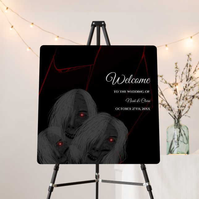 Gothic Ghosts Black White - Dark Moody Halloween  Foam Board (In Situ (Stand))
