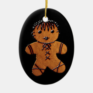 Gothic Gingerbread Cookie Ceramic Ornament