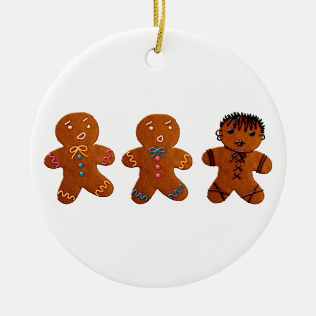 Gothic Gingerbread Man Ceramic Ornament (Front)