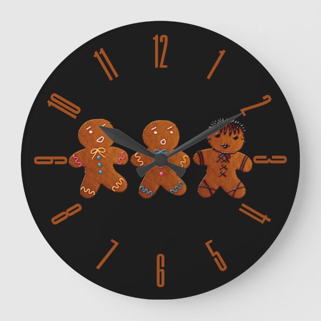 Gothic Gingerbread Men Large Clock (Front)