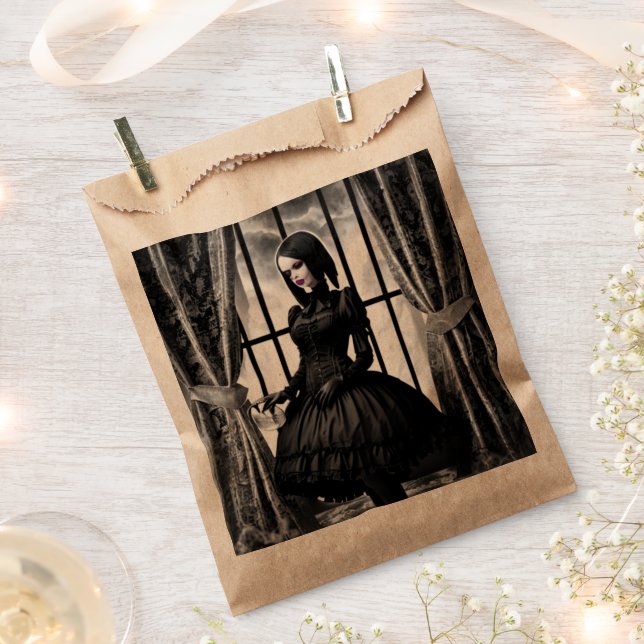 Gothic Girl and Haunted Mansion Favor Bag (Clipped)
