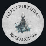 Gothic Girl Birthday Classic Round Sticker<br><div class="desc">When your girl is a spooky soul, or if her big day is right around Halloween, this is the design you need. Featuring a spooky but stylish ghostly dress, this design gives a creepy but girly vibe. Order your printed invitations and party supplies or download your digital invitations now for...</div>