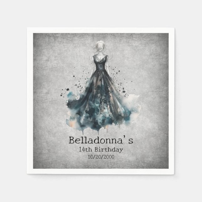 Gothic Girl Birthday Napkins (Front)