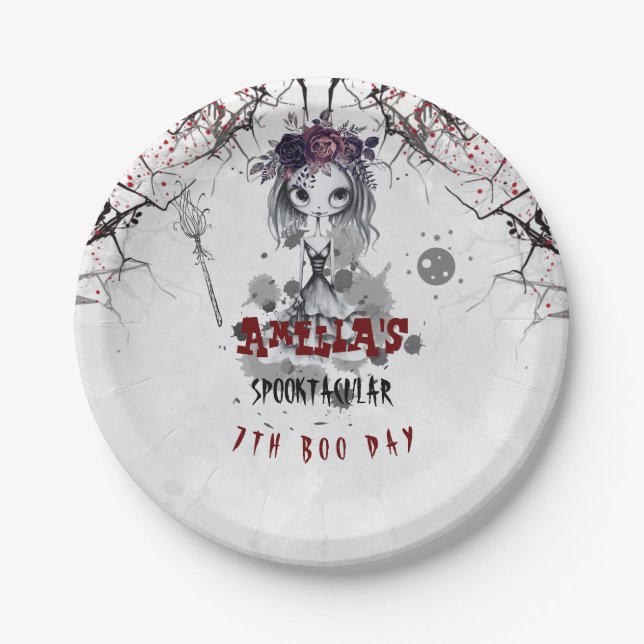 Gothic Girl Birthday Party  Paper Plates (Front)
