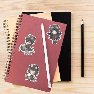 Gothic Girl Boy Pilot Vintage Airplane kids Anime Sticker