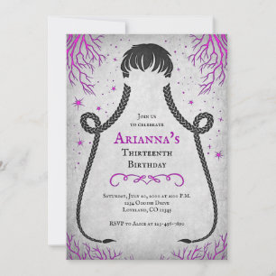Gothic Girl Braids Birthday Invitation