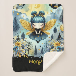 Gothic Girl Custom Decor Goth Kawaii Chibi Sherpa Blanket