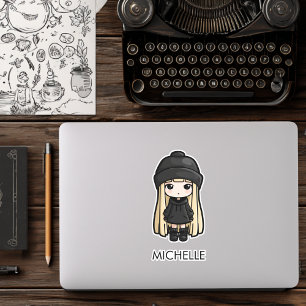 Gothic Girl Cute Girly Anime Cartoon Personalized Sticker