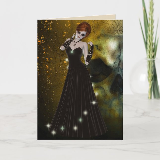 Gothic girl greeting card (Front)
