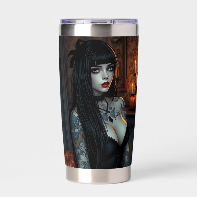 Gothic Girl Halloween Insulated Tumbler (Front)