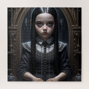 Gothic Girl Haunted Halloween Jigsaw Puzzle