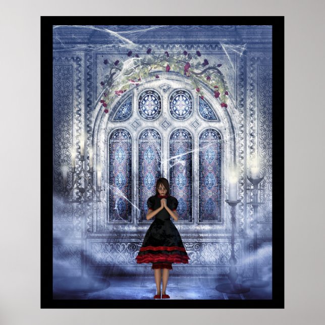 Gothic girl in a Cathedral Poster (Front)