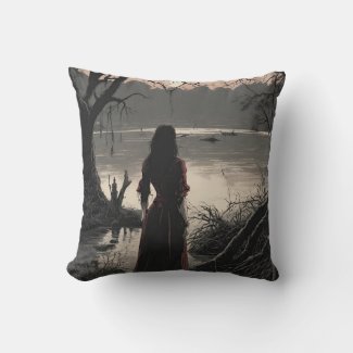 Gothic girl in the bayou throw pillow