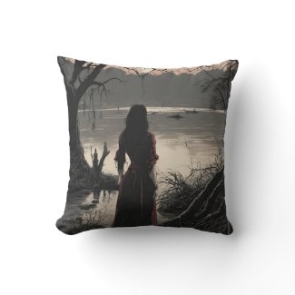 Gothic girl in the bayou throw pillow