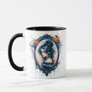 Gothic Girl in Victorian Mirror Halloween Mug