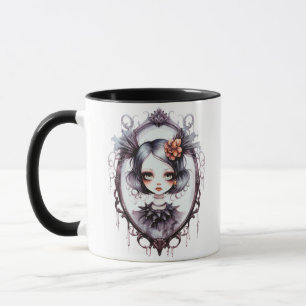 Gothic Girl in Victorian Mirror Halloween Mug