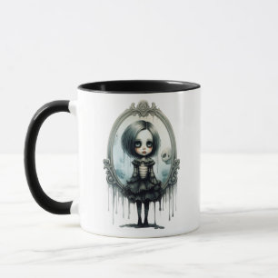 Gothic Girl in Victorian Mirror Halloween Mug