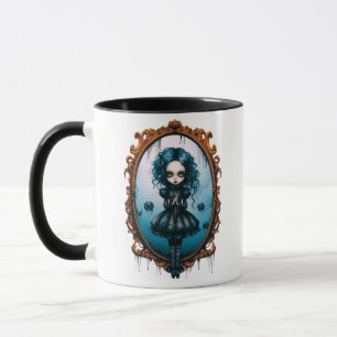 Gothic Girl in Victorian Mirror Halloween Mug